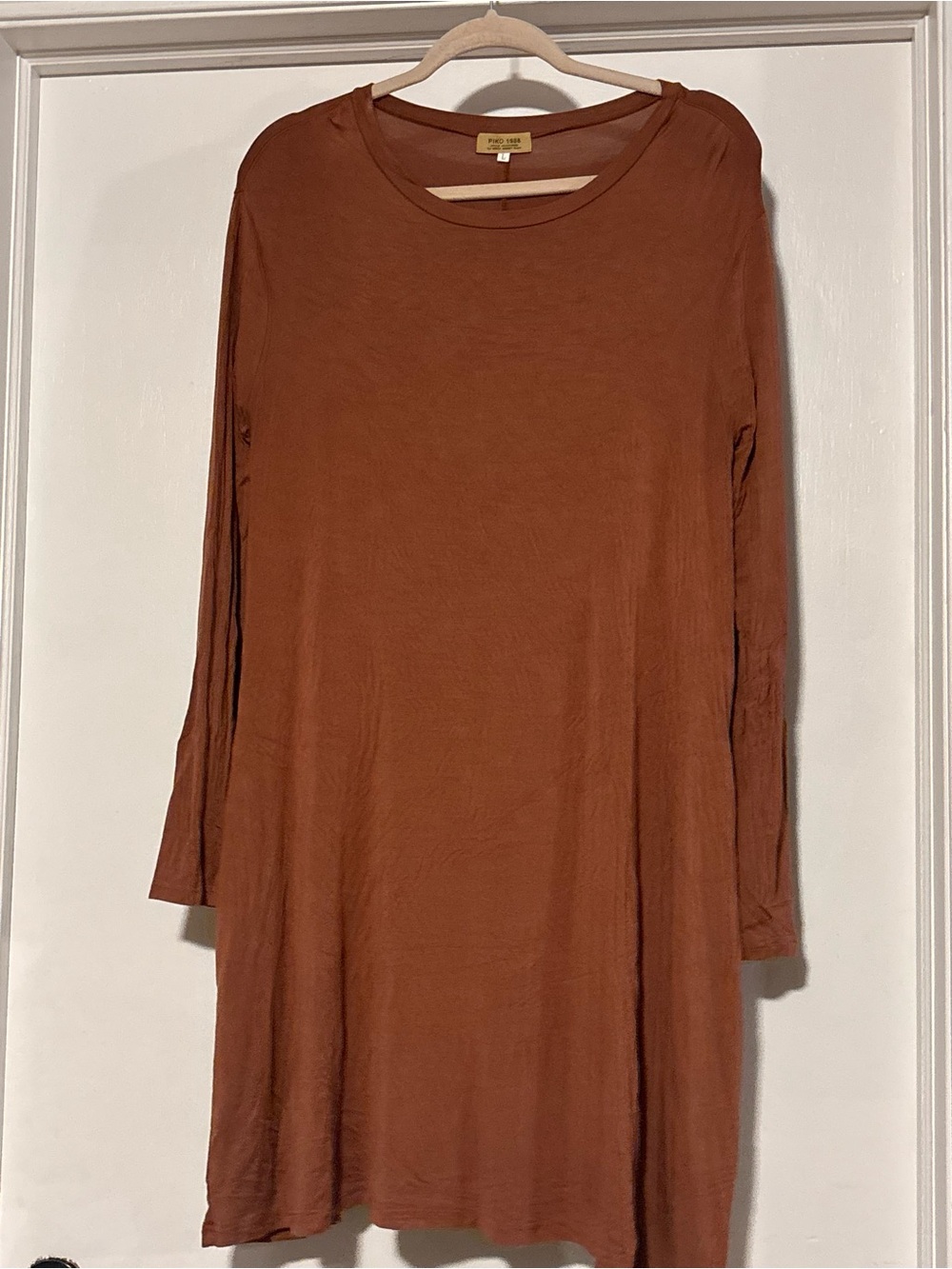 Piko 1988 Long Sleeve bamboo Copper Brown Swing Dress